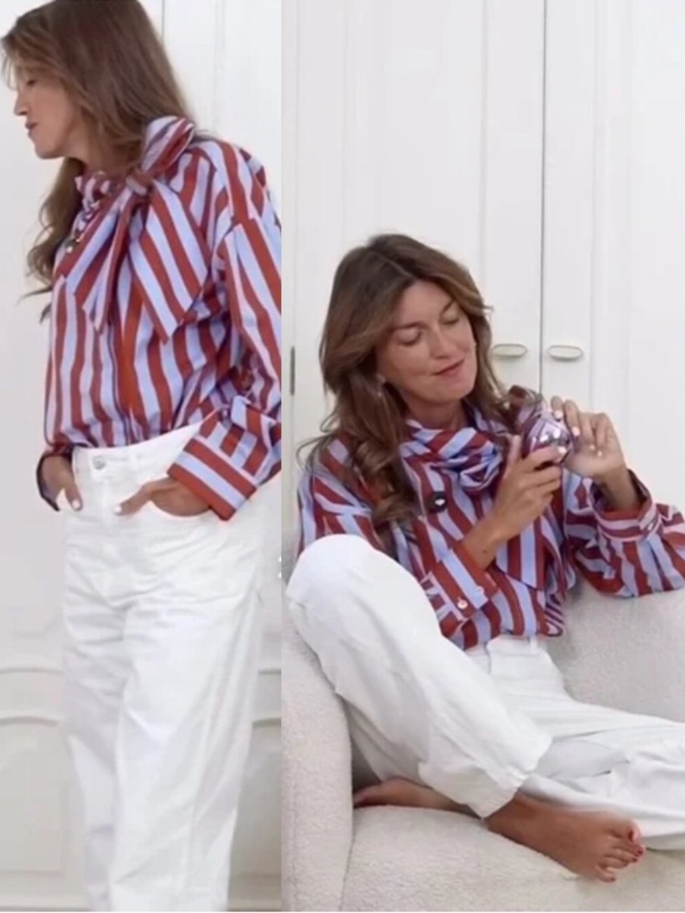 ZARA BOW NECK STRIPED SHIRT - Picture 4 of 16